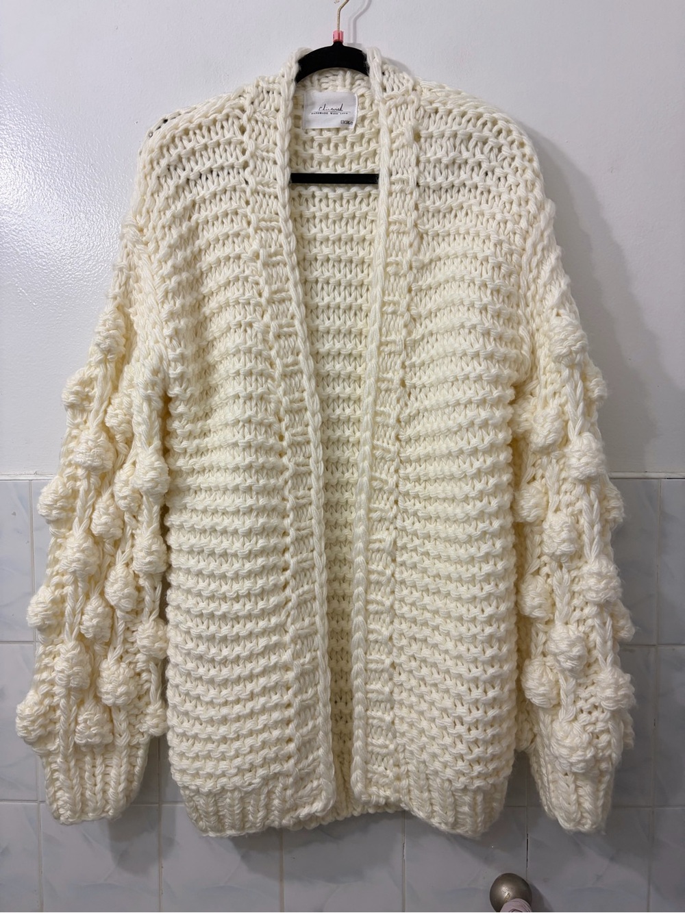 Chicwish Open Front Chunky Knit Wool Cardigan S/M Cottage Coquette Whimsical
